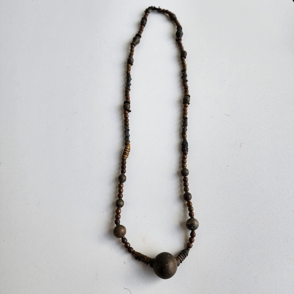 Vintage Metal Chunky Beaded Statement Necklace 26" - Picture 3 of 9